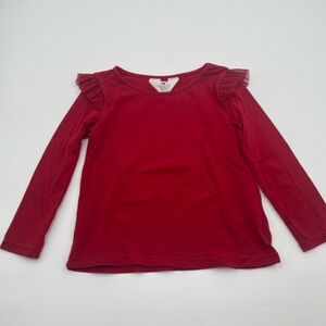 H&M Kids Long Sleeve Top with Ruffled Shimmer Shoulders - Red Size 3/4 T